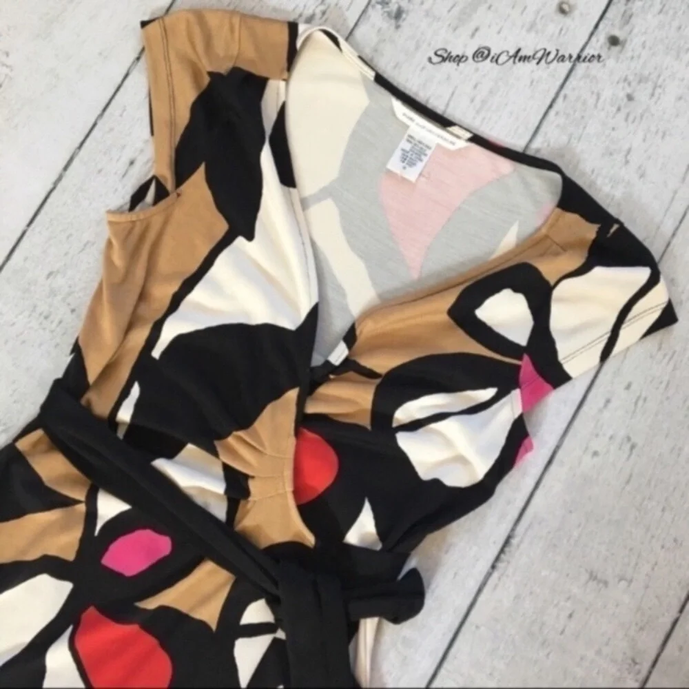 Diane Von Furstenberg abstract print silk jersey wrap dress  *Shop@iamwarrior - Picture 5 of 7
